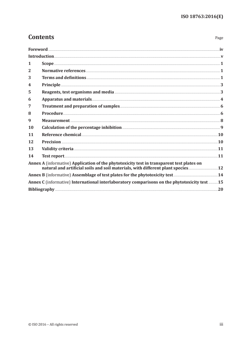 ISO 18763:2016 ISO 18763:2016 - Soil quality — Determination of the toxic effects of pollutants on germination and early growth of higher plants/27/2016 - Page 3 preview