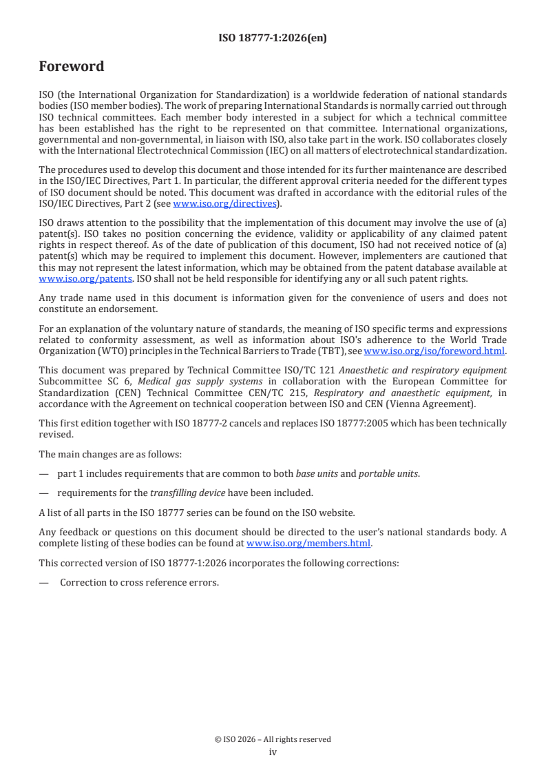 ISO 18777-1:2026 ISO 18777-1:2026 - Transportable liquid oxygen systems for medical use — Part 1: Common requirements and particular requirements for base units - Page 4 preview
