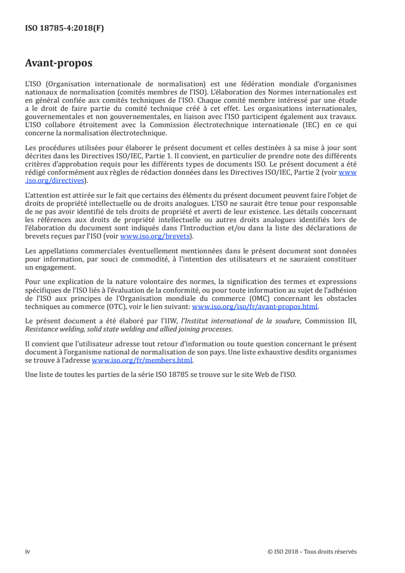 ISO 18785-4:2018 ISO 18785-4:2018 - Soudage par friction-malaxage par points — Aluminium — Partie 4: Descriptif et qualification des modes opératoires de soudage/27/2018 - Page 4 preview