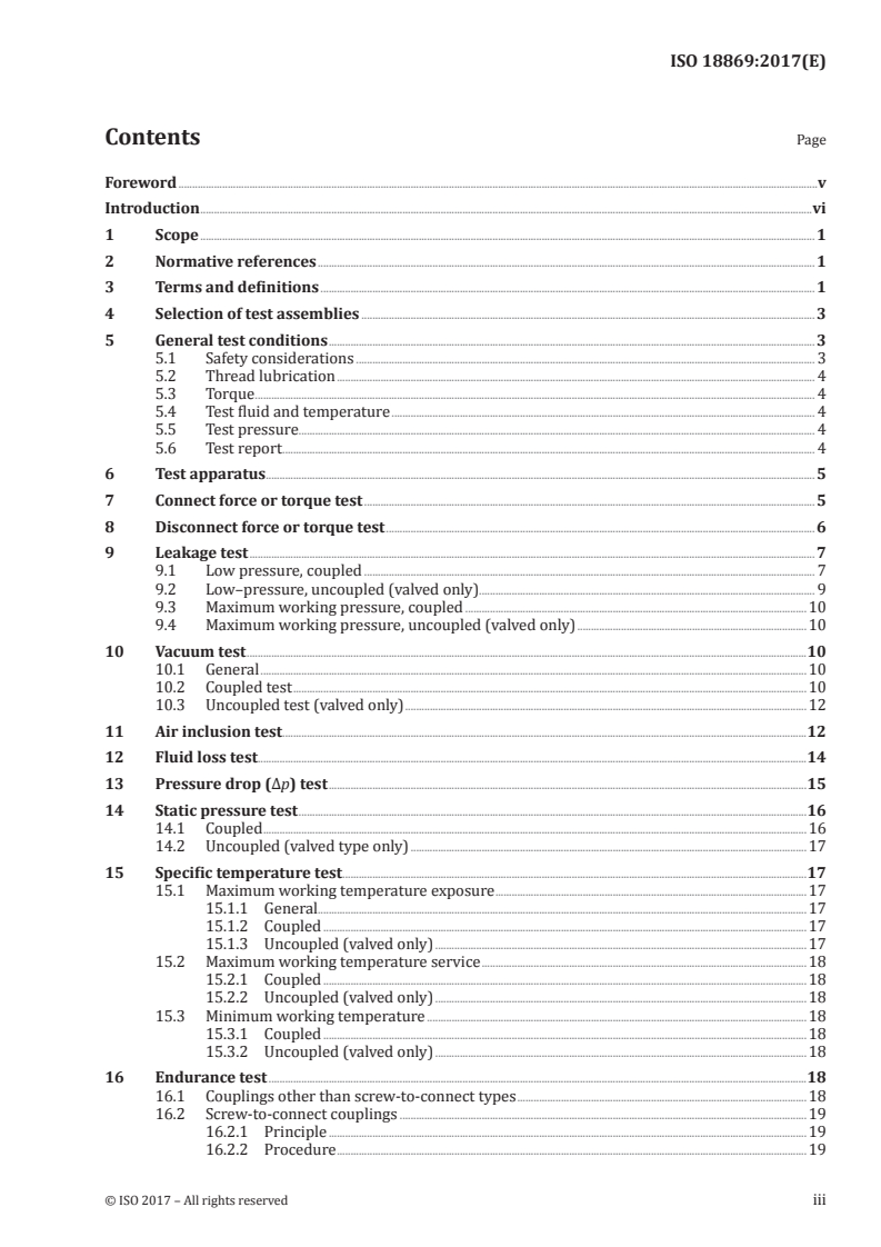 ISO 18869:2017 ISO 18869:2017 - Hydraulic fluid power — Test methods for couplings actuated with or without tools/31/2017 - Page 3 preview