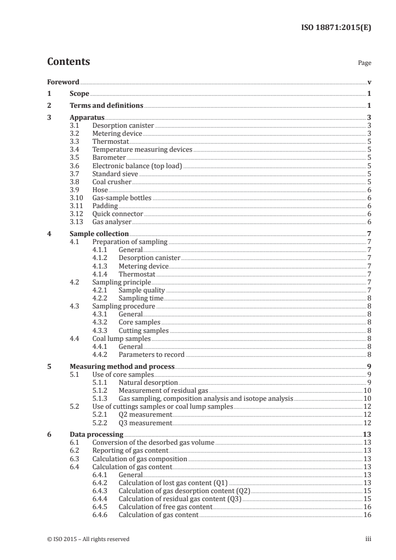 ISO 18871:2015 ISO 18871:2015 - Method of determining coalbed methane content/29/2015 - Page 3 preview