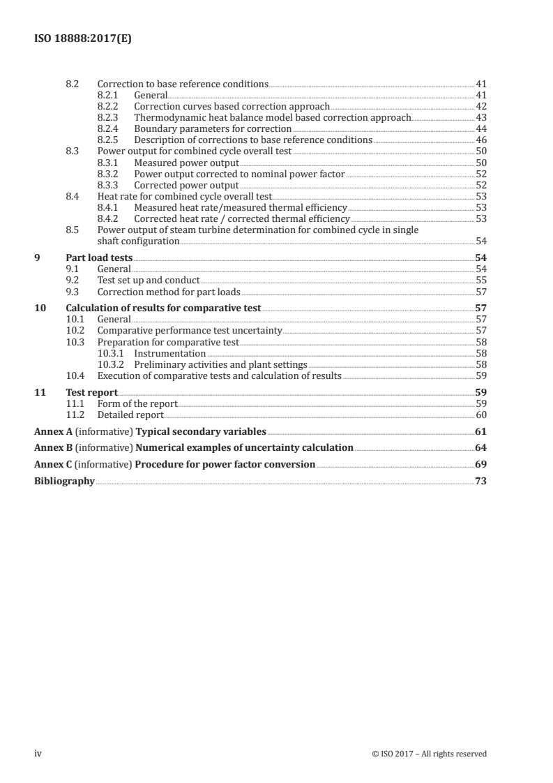 ISO 18888:2017 ISO 18888:2017 - Gas turbine combined cycle power plants — Thermal performance tests/19/2017 - Page 4 preview