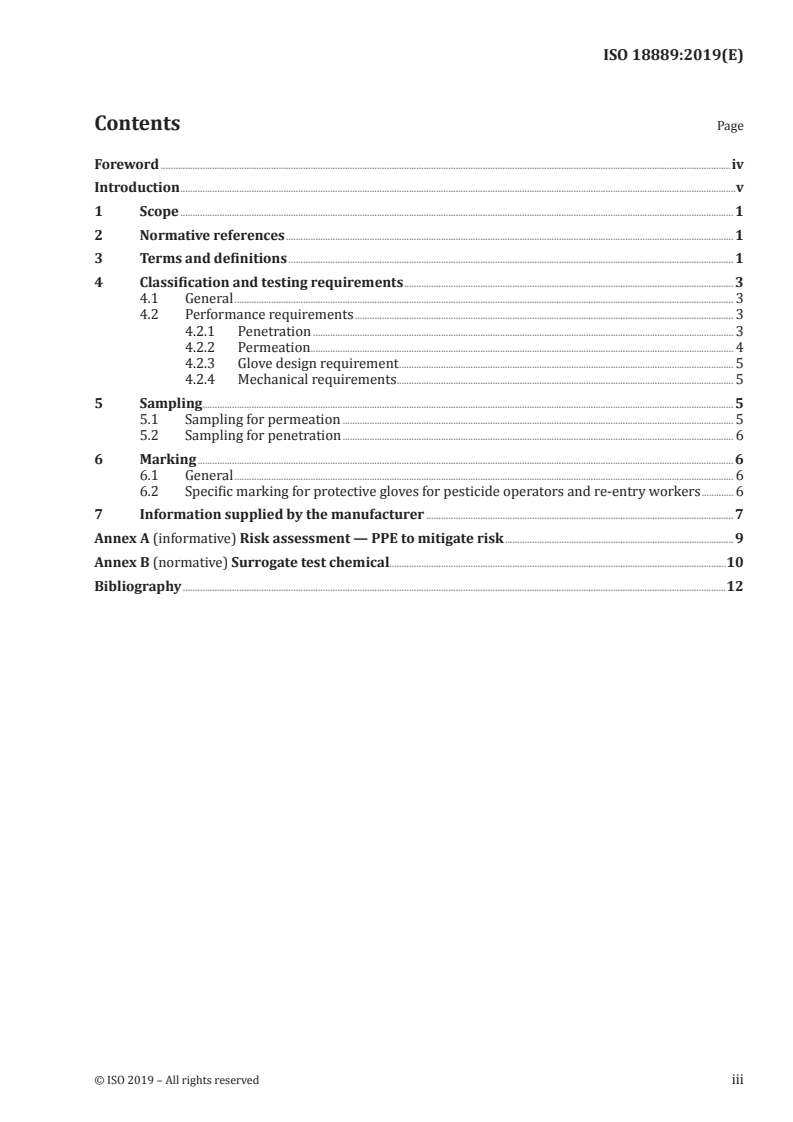 ISO 18889:2019 ISO 18889:2019 - Protective gloves for pesticide operators and re-entry workers — Performance requirements/10/2019 - Page 3 preview