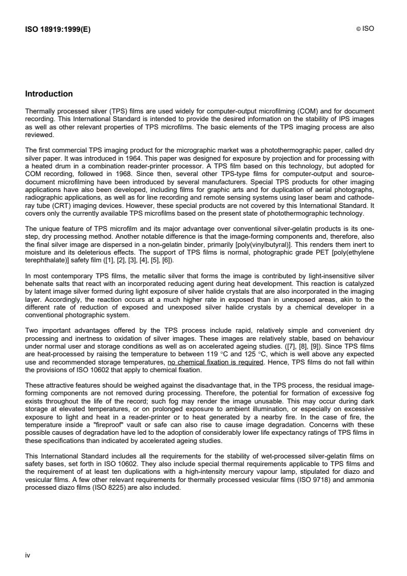 ISO 18919:1999 ISO 18919:1999 - Imaging materials — Thermally processed silver microfilm — Specifications for stability/2/1999 - Page 4 preview