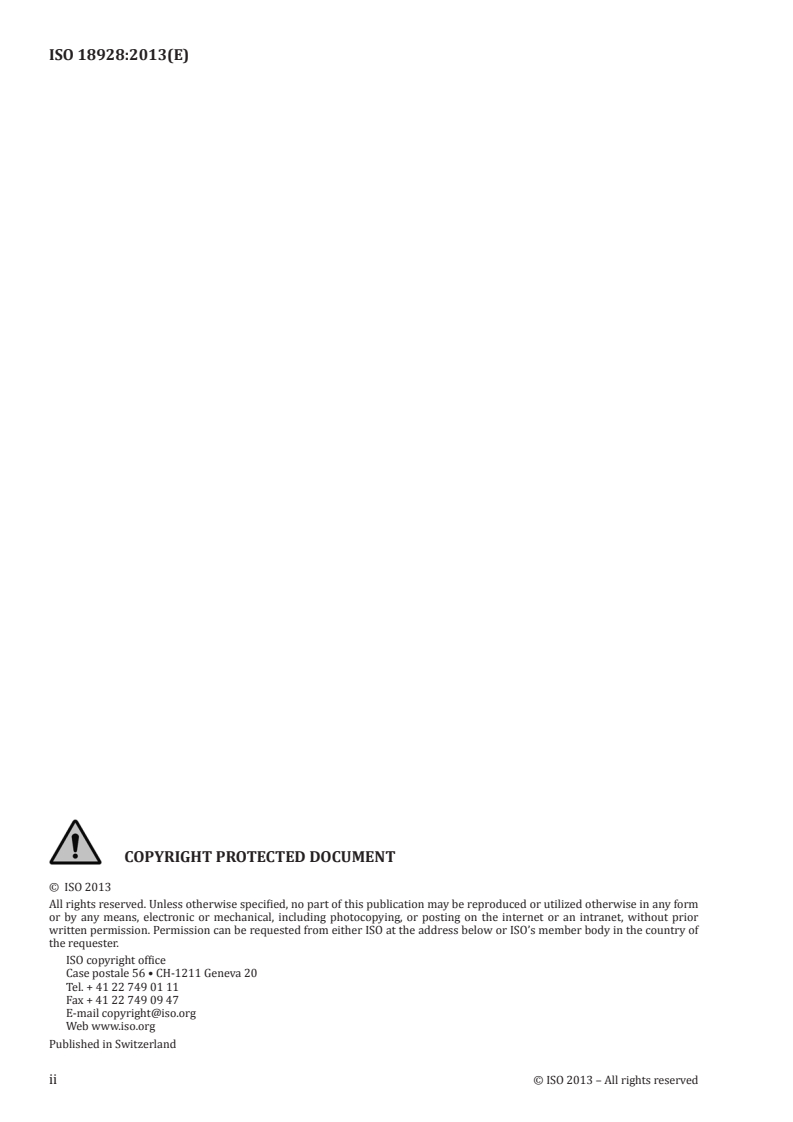ISO 18928:2013 ISO 18928:2013 - Imaging materials — Unprocessed photographic films and papers — Storage practices/7/2013 - Page 2 preview