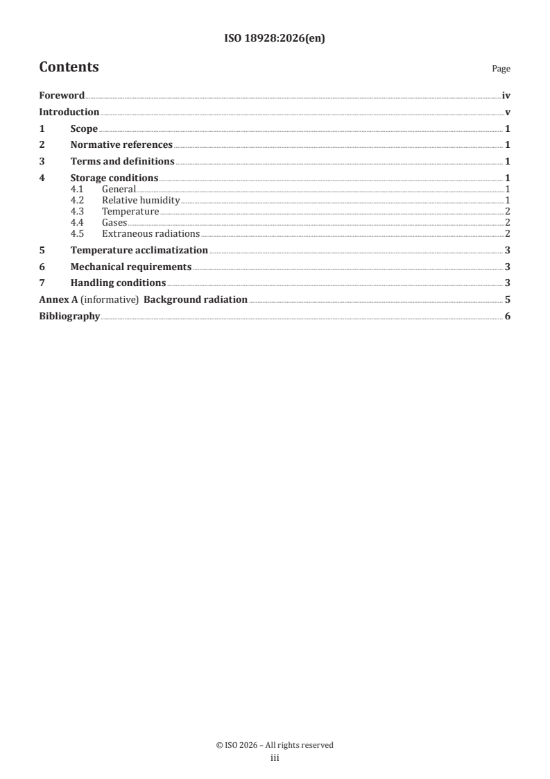 ISO 18928:2026 ISO 18928:2026 - Imaging materials — Unprocessed photographic films and papers — Storage practices - Page 3 preview