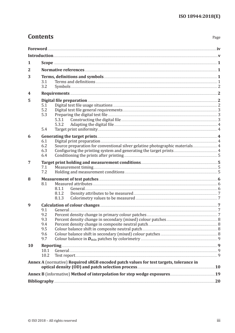 ISO 18944:2018 ISO 18944:2018 - Imaging materials — Reflection colour photographic prints — Test print construction and measurement/18/2018 - Page 3 preview