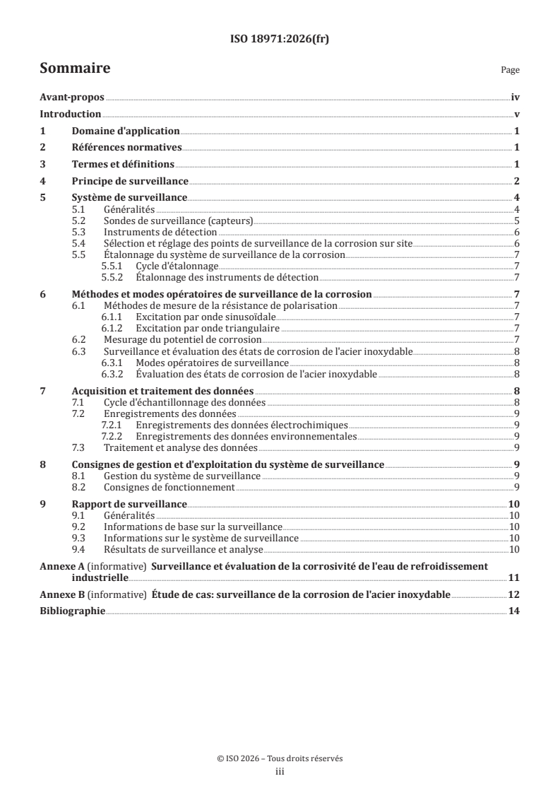 ISO 18971:2026 ISO 18971:2026 - Corrosion des métaux et alliages — Méthode de surveillance de l'état de corrosion de l'acier inoxydable dans les eaux de refroidissement industrielles - Page 3 preview