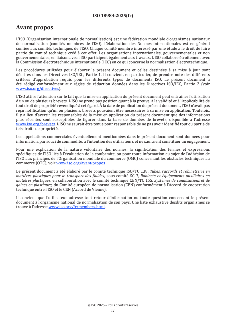 ISO 18984:2025 ISO 18984:2025 - Robinets à tournant sphérique pour systèmes de canalisations en matières thermoplastiques pour installations d'eau chaude et froide sous pression — Types, dimensions et exigences
Released:22. 07. 2025 - Page 4 preview