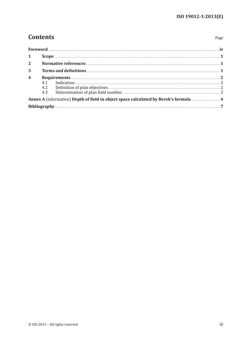 ISO 19012-1:2013 ISO 19012-1:2013 - Microscopes — Designation of microscope objectives — Part 1: Flatness of field/Plan/14/2013 - Page 3 preview