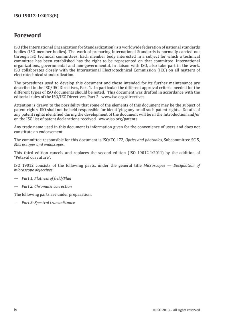 ISO 19012-1:2013 ISO 19012-1:2013 - Microscopes — Designation of microscope objectives — Part 1: Flatness of field/Plan/14/2013 - Page 4 preview