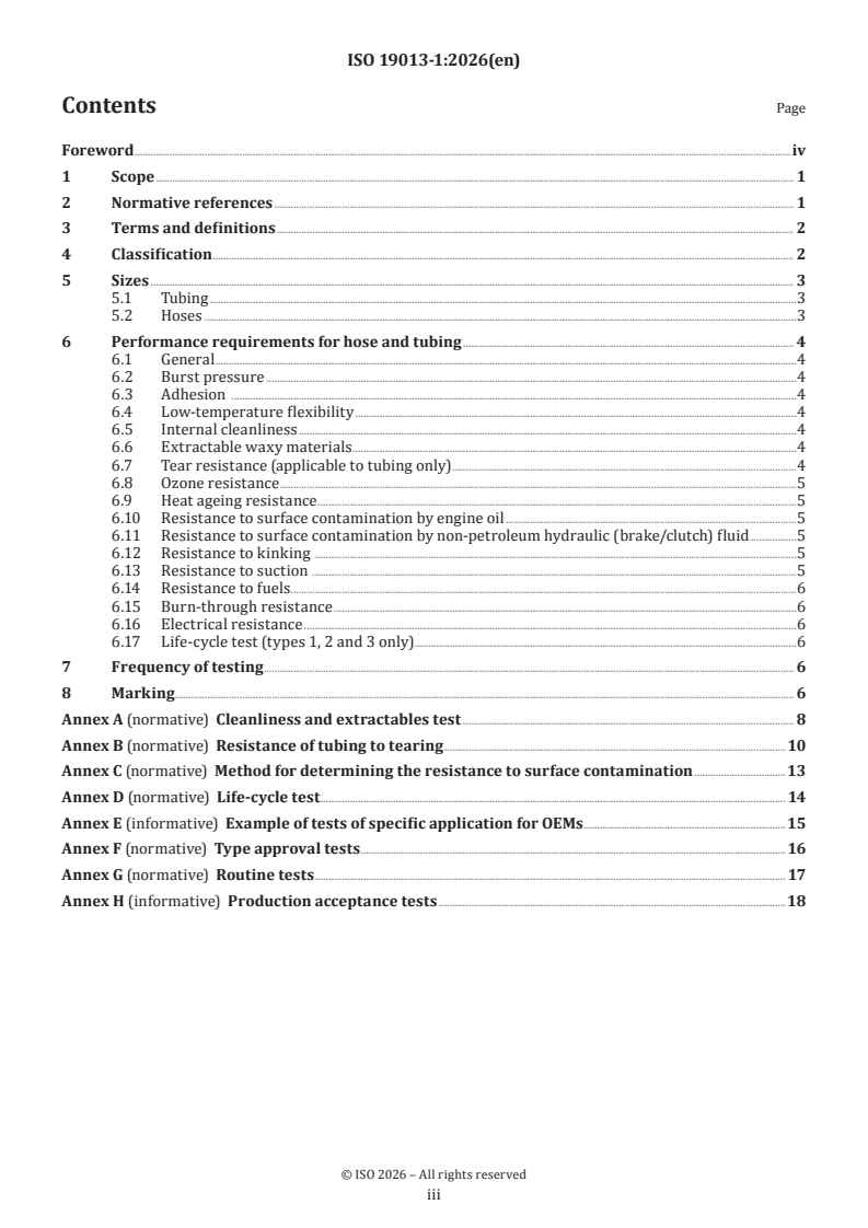 ISO 19013-1:2026 ISO 19013-1:2026 - Rubber hoses and tubing for fuel circuits for internal combustion engines — Specification — Part 1: Diesel fuels - Page 3 preview