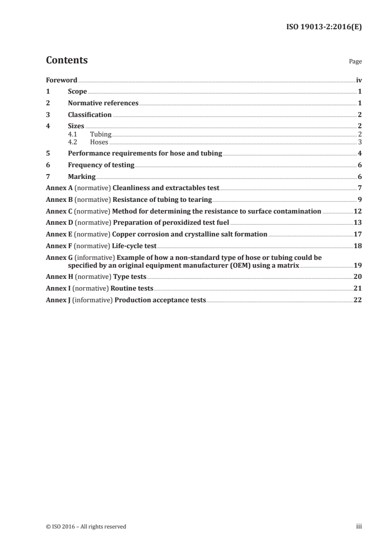 ISO 19013-2:2016 ISO 19013-2:2016 - Rubber hoses and tubing for fuel circuits for internal combustion engines — Specification — Part 2: Gasoline fuels/4/2016 - Page 3 preview