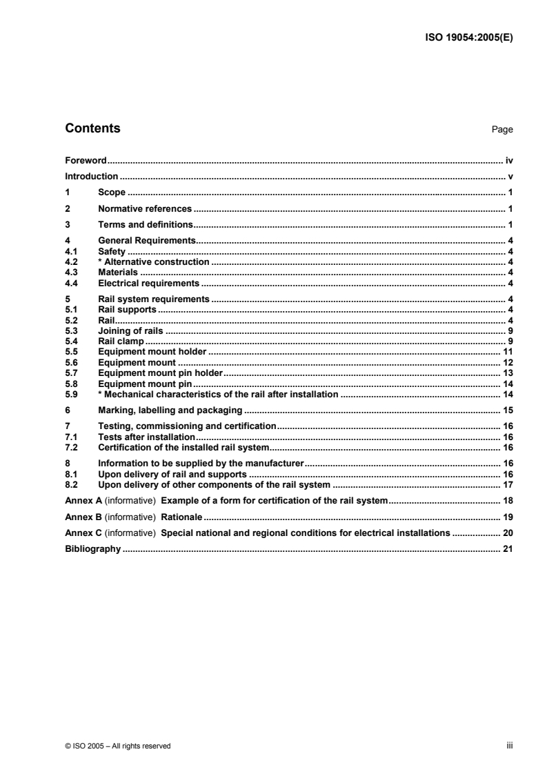 ISO 19054:2005 ISO 19054:2005 - Rail systems for supporting medical equipment/4/2005 - Page 3 preview