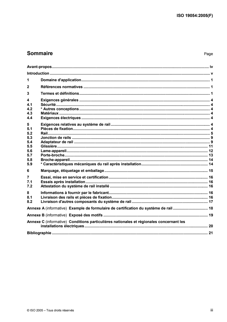 ISO 19054:2005 ISO 19054:2005 - Systèmes de rails de support pour appareils médicaux/17/2006 - Page 3 preview