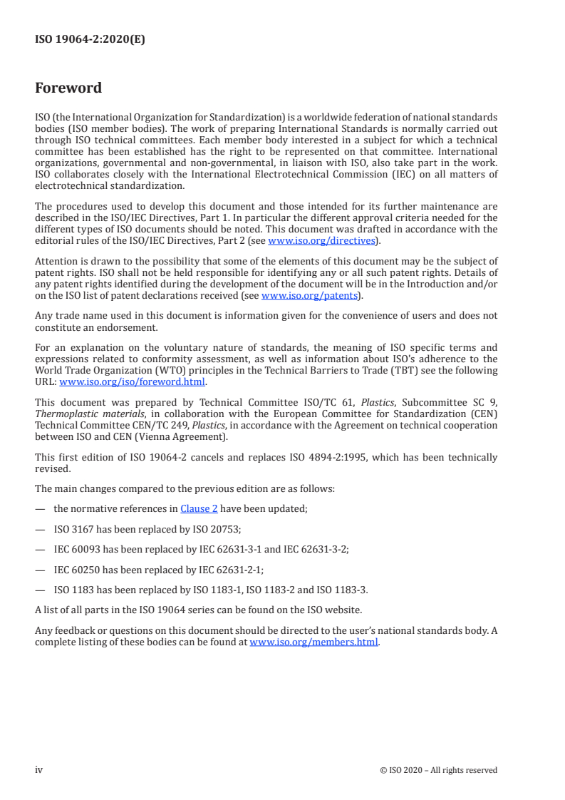 ISO 19064-2:2020 ISO 19064-2:2020 - Plastics — Styrene-acrylonitrile (SAN) moulding and extrusion materials — Part 2: Preparation of test specimens and determination of properties/11/2020 - Page 4 preview