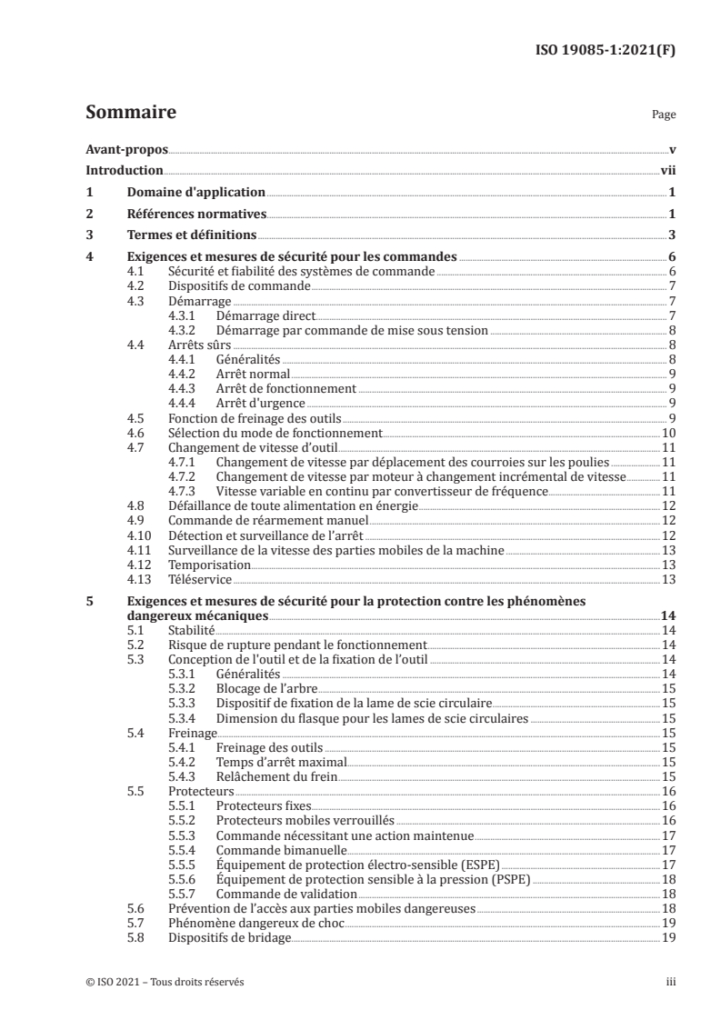 ISO 19085-1:2021 ISO 19085-1:2021 - Machines à bois — Sécurité — Partie 1: Exigences communes/4/2021 - Page 3 preview