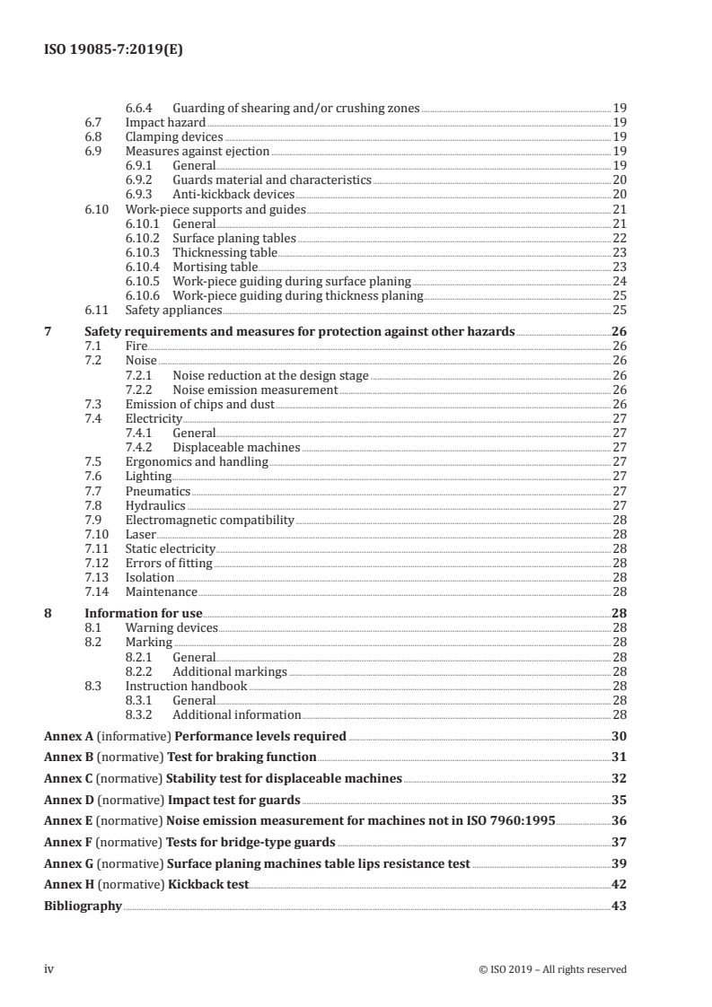 ISO 19085-7:2019 ISO 19085-7:2019 - Woodworking machines — Safety — Part 7: Surface planing, thickness planing, combined surface/thickness planing machines/4/2019 - Page 4 preview