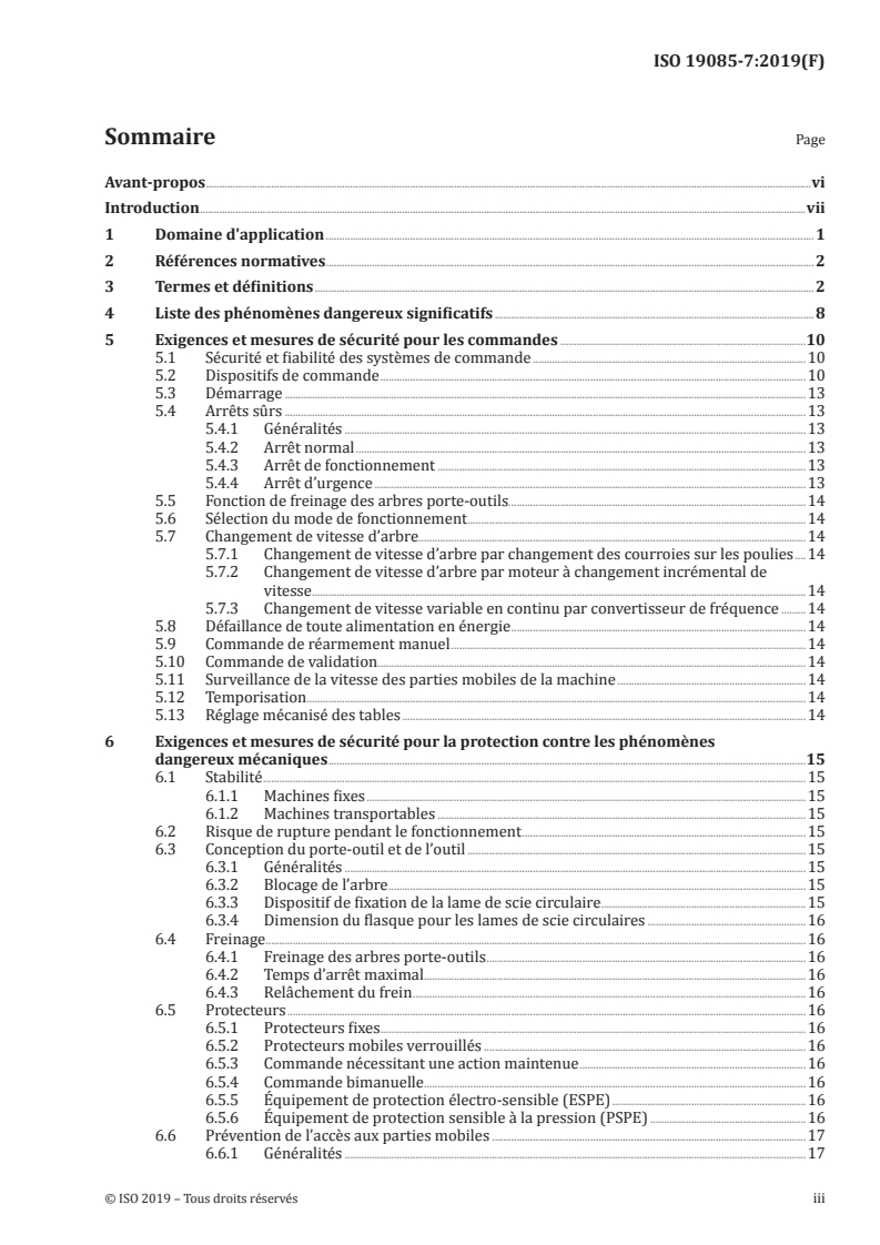 ISO 19085-7:2019 ISO 19085-7:2019 - Machines à bois — Sécurité — Partie 7: Machines à dégauchir, à raboter et machines combinées à dégauchir/raboter/4/2019 - Page 3 preview