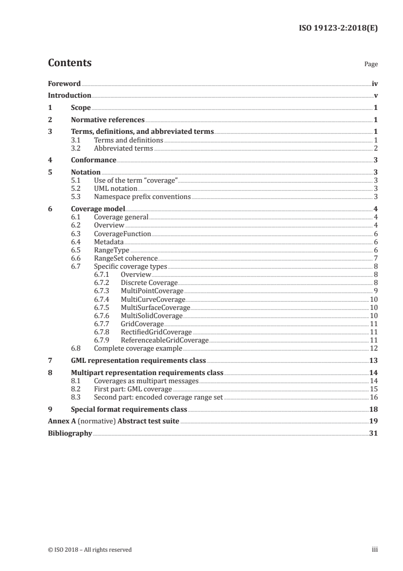 ISO 19123-2:2018 ISO 19123-2:2018 - Geographic information — Schema for coverage geometry and functions — Part 2: Coverage implementation schema/25/2018 - Page 3 preview