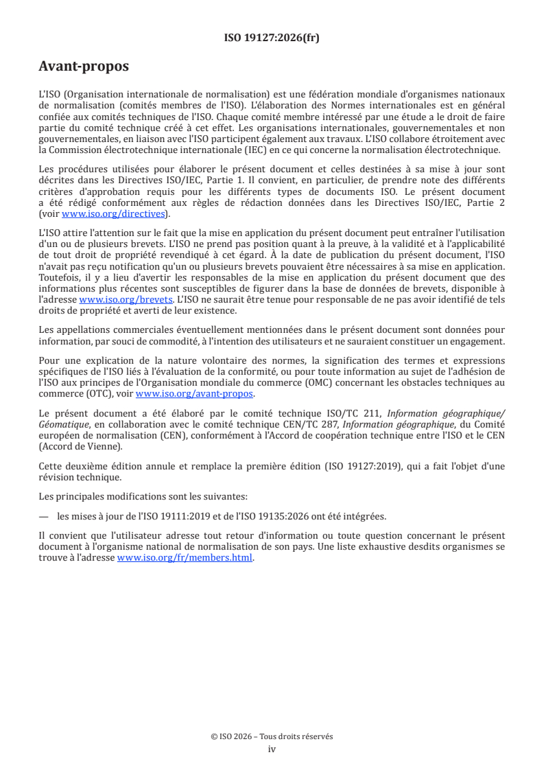 ISO 19127:2026 ISO 19127:2026 - Information géographique — Registre géodésique - Page 4 preview