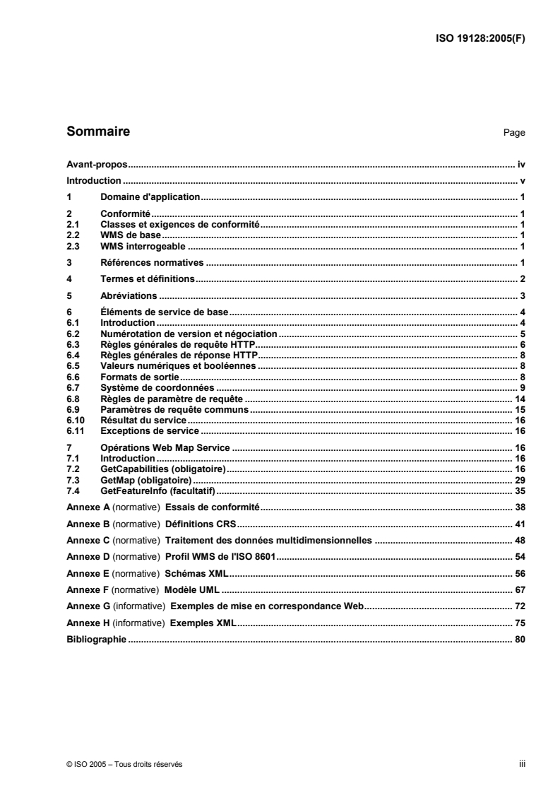 oSIST ISO 19128:2006 ISO 19128:2005 - Information géographique — Interface de carte du serveur Web/21/2008 - Page 3 preview