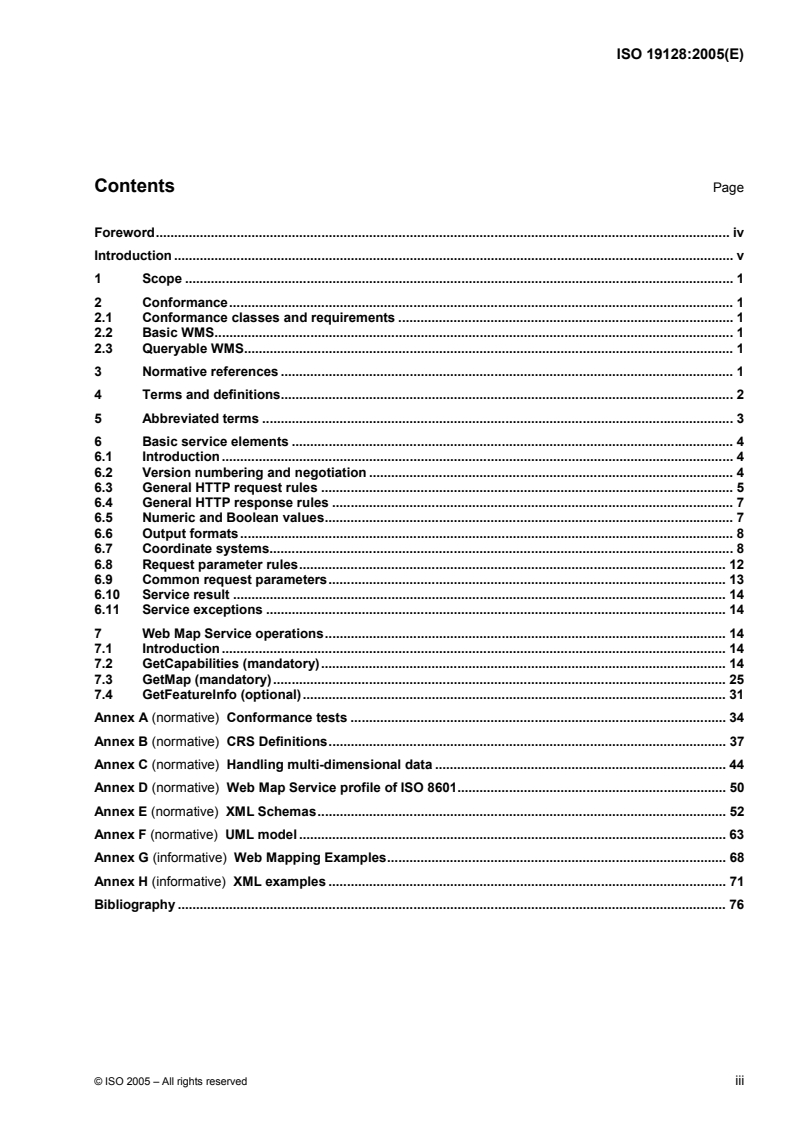 oSIST ISO 19128:2006 ISO 19128:2005 - Geographic information — Web map server interface/23/2005 - Page 3 preview