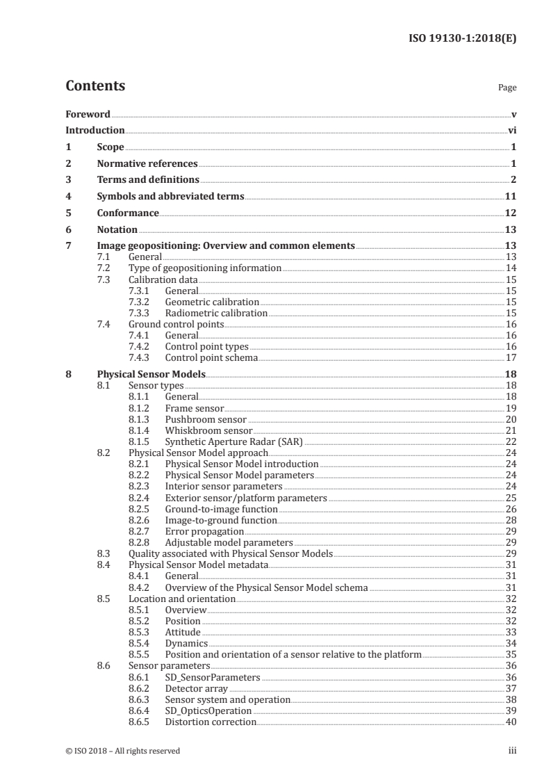 SIST ISO 19130-1:2019 ISO 19130-1:2018 - Geographic information — Imagery sensor models for geopositioning — Part 1: Fundamentals/5/2018 - Page 3 preview