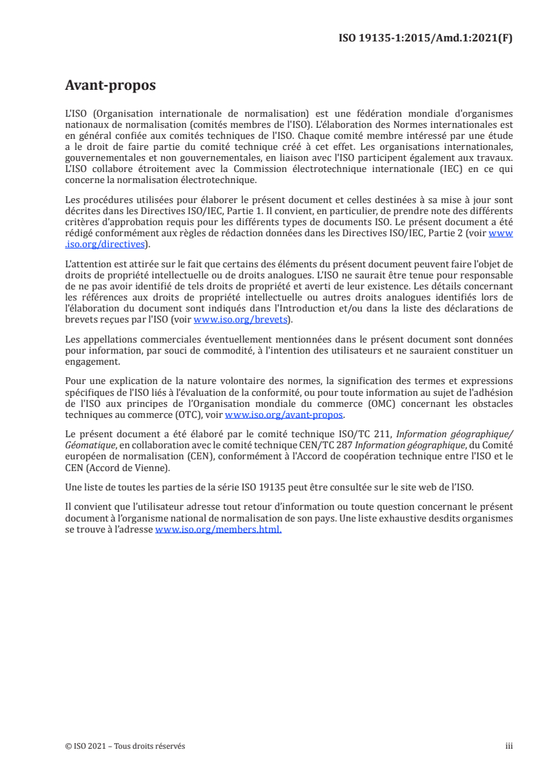 ISO 19135-1:2015/Amd 1:2021 ISO 19135-1:2015/Amd 1:2021 - Information géographique — Procédures pour l'enregistrement d'éléments — Partie 1: Principes de base — Amendement 1/19/2021 - Page 3 preview