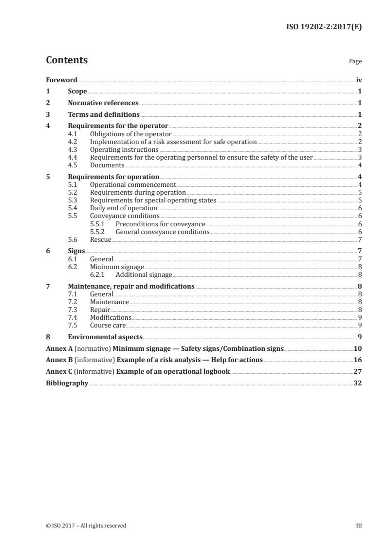 ISO 19202-2:2017 ISO 19202-2:2017 - Summer toboggan runs — Part 2: Safety requirements for operation/13/2017 - Page 3 preview