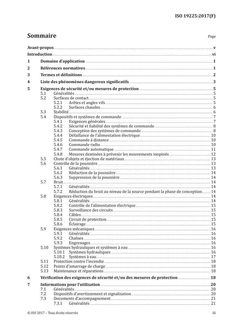 ISO 19225:2017 ISO 19225:2017 - Machines d'exploitation de mines et carrières souterraines — Machines mobiles d'abattage de front de taille — Exigences de sécurité imposées aux haveuses à tambour(s) et aux rabots/9/2017 - Page 3 preview