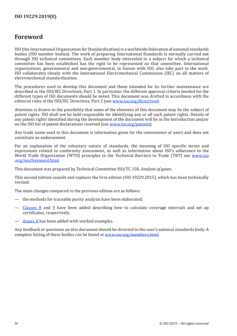 ISO 19229:2019 ISO 19229:2019 - Gas analysis — Purity analysis and the treatment of purity data/22/2019 - Page 4 preview