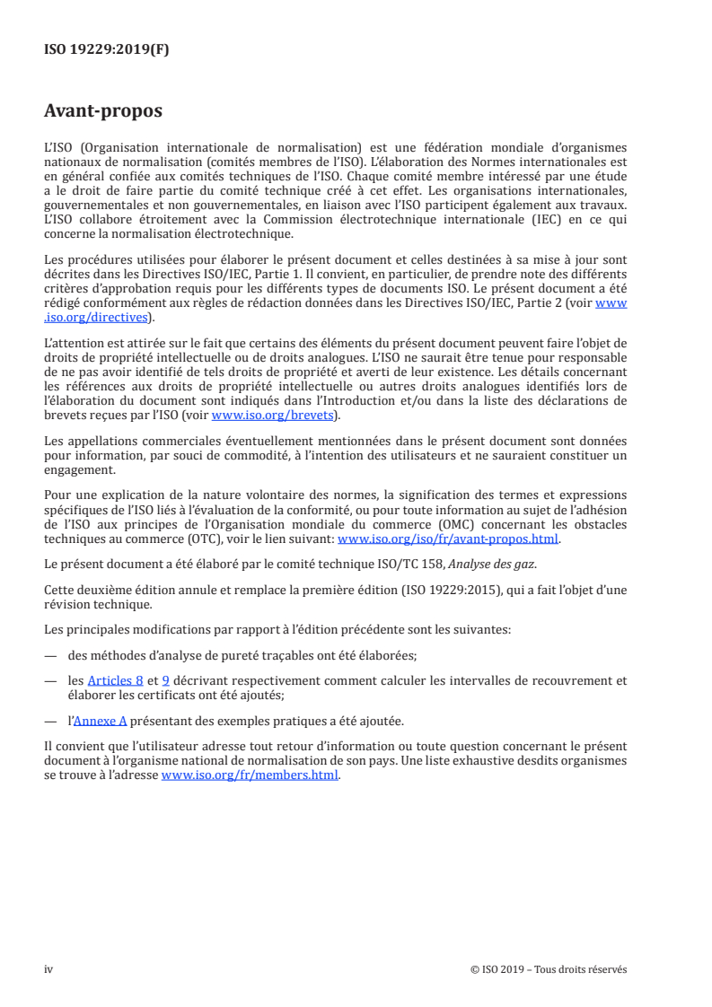 ISO 19229:2019 ISO 19229:2019 - Analyse des gaz — Analyse de pureté et traitement des données de pureté/22/2019 - Page 4 preview
