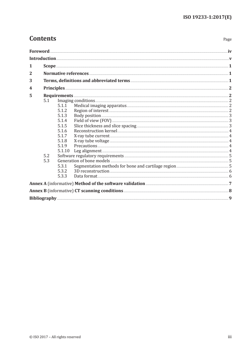 ISO 19233-1:2017 ISO 19233-1:2017 - Implants for surgery — Orthopaedic joint prosthesis — Part 1: Procedure for producing parametric 3D bone models from CT data of the knee/10/2017 - Page 3 preview