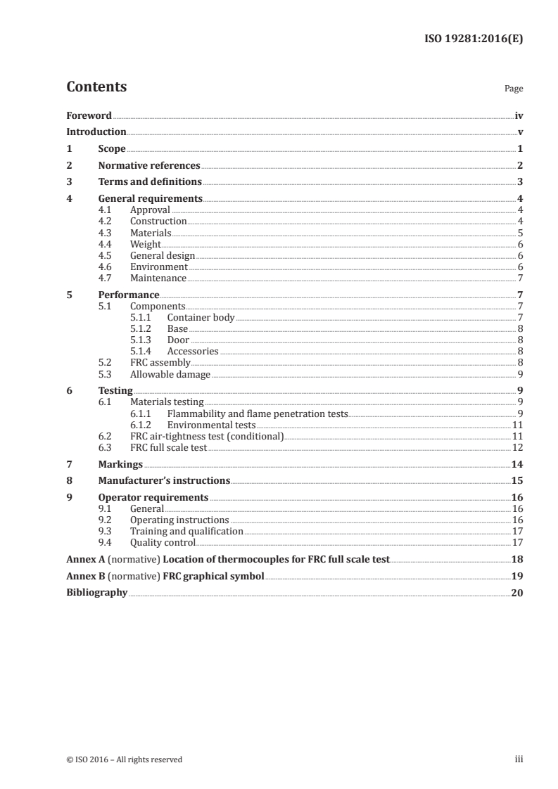 ISO 19281:2016 ISO 19281:2016 - Air cargo — Fire resistant containers — Design, performance and testing requirements/28/2016 - Page 3 preview