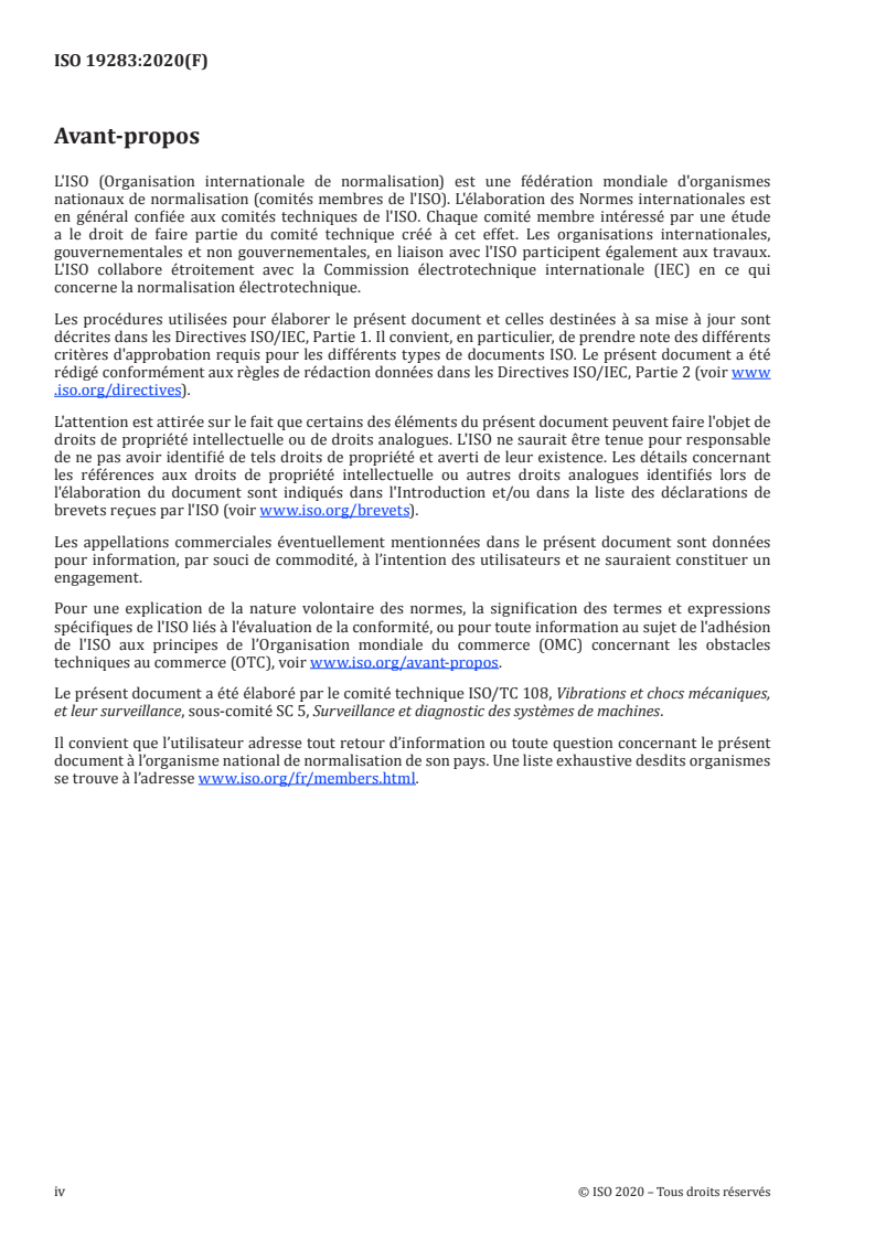 ISO 19283:2020 ISO 19283:2020 - Surveillance et diagnostic d'état des machines — Groupes de production hydroélectrique/20/2020 - Page 4 preview