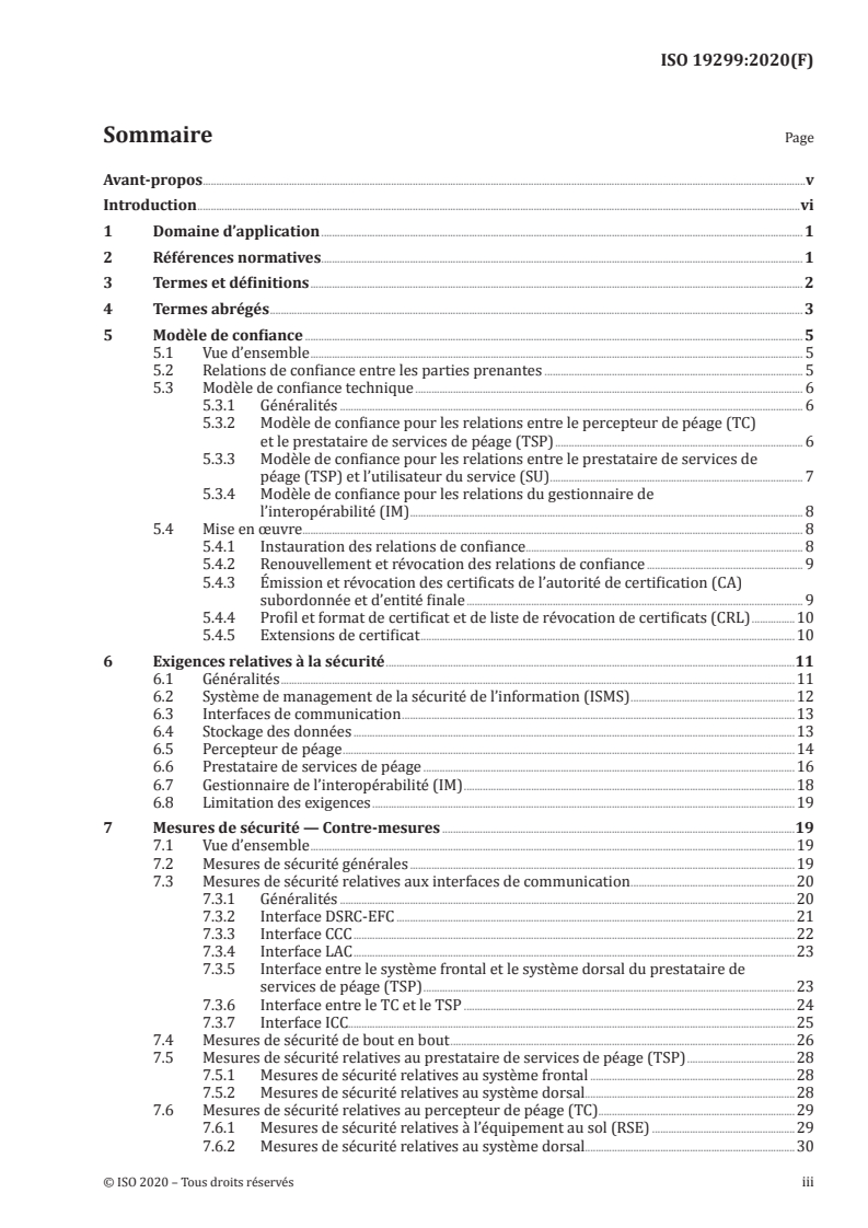 ISO 19299:2020 ISO 19299:2020 - Perception de télépéage — Cadre de sécurité/23/2020 - Page 3 preview
