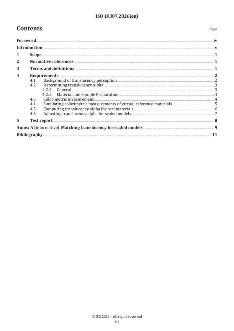 ISO 19307:2026 ISO 19307:2026 - Graphic technology — Measurement and one-parameter representation of translucency - Page 3 preview