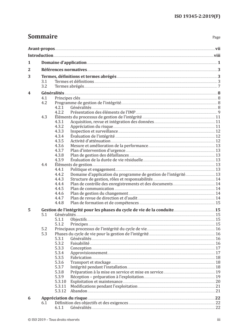 ISO 19345-2:2019 ISO 19345-2:2019 - Industries du pétrole et du gaz naturel — Systèmes de transport par conduites — Spécifications de gestion de l'intégrité des conduites — Partie 2: Gestion de l'intégrité des conduites en mer pendant leur cycle de vie complet/27/2020 - Page 3 preview