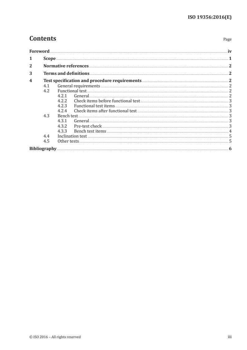 ISO 19356:2016 ISO 19356:2016 - Ships and marine technology — Marine cranes — Test specifications and procedures/21/2016 - Page 3 preview