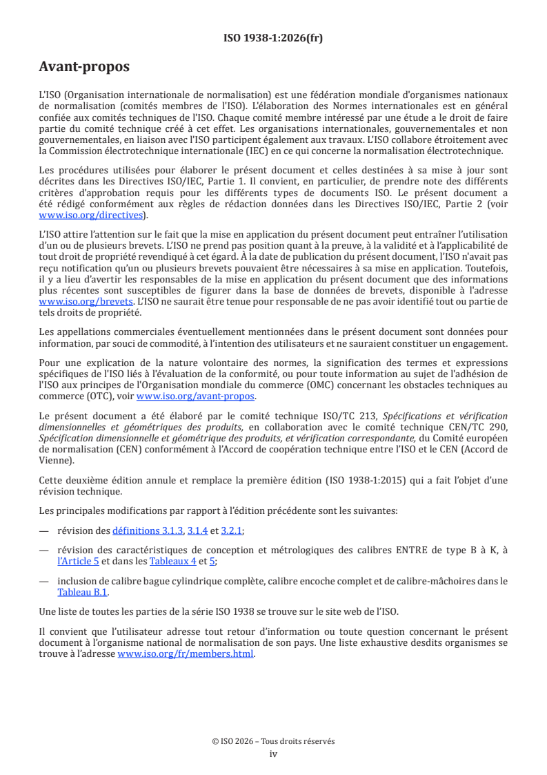 ISO 1938-1:2026 ISO 1938-1:2026 - Spécification géométrique des produits (GPS) — Équipement de mesure dimensionnel — Partie 1: Calibres lisses à limite de taille linéaire - Page 4 preview