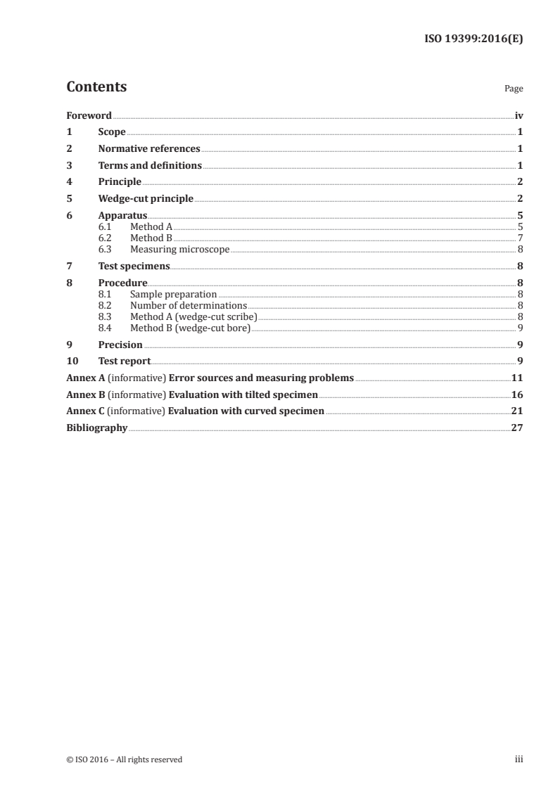 ISO 19399:2016 ISO 19399:2016 - Paints and varnishes — Wedge-cut method for determination of film thickness (scribe and drill method)/26/2016 - Page 3 preview