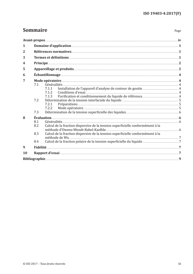ISO 19403-4:2017 ISO 19403-4:2017 - Peintures et vernis — Mouillabilité — Partie 4: Détermination des fractions polaire et dispersive de la tension superficielle des liquides à partir de la tension interfaciale/3/2020 - Page 3 preview