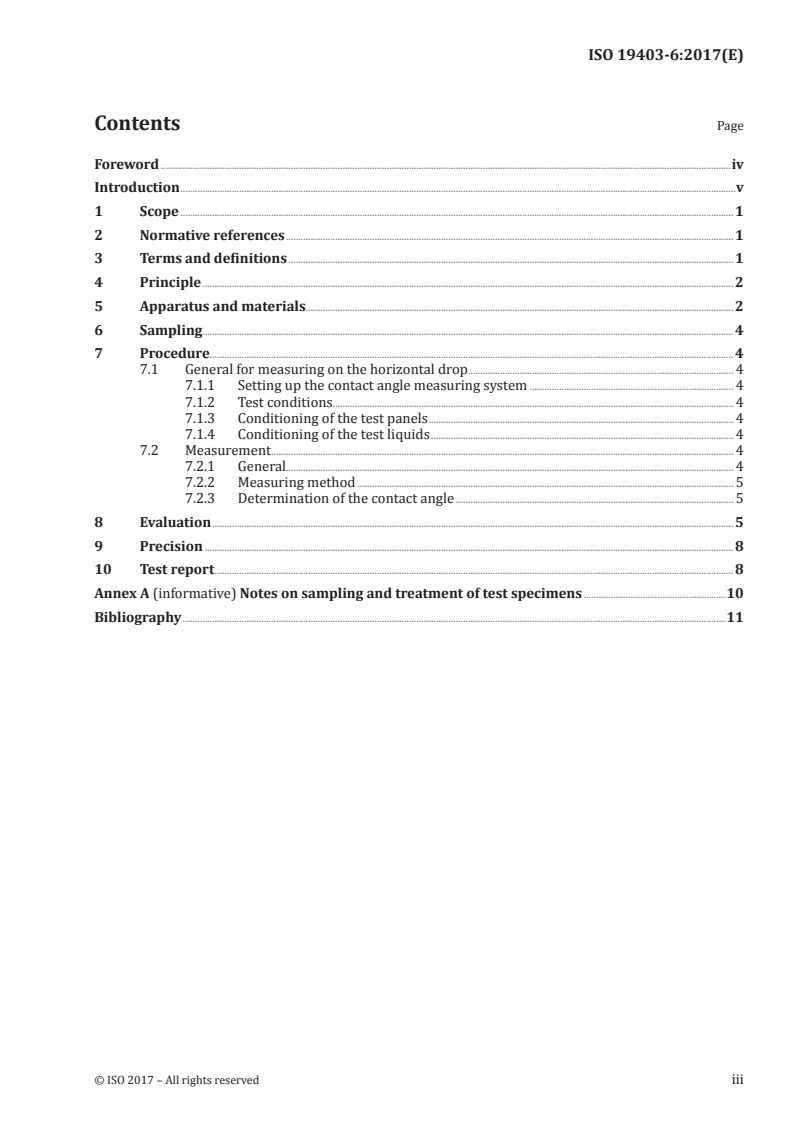 ISO 19403-6:2017 ISO 19403-6:2017 - Paints and varnishes — Wettability — Part 6: Measurement of dynamic contact angle/28/2017 - Page 3 preview