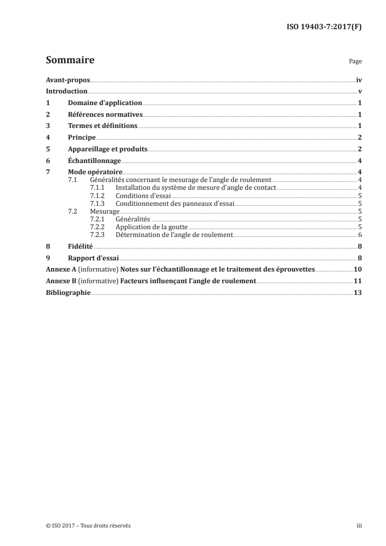ISO 19403-7:2017 ISO 19403-7:2017 - Peintures et vernis — Mouillabilité — Partie 7: Mesurage de l'angle de contact sur un plan incliné (angle de roulement)/3/2020 - Page 3 preview