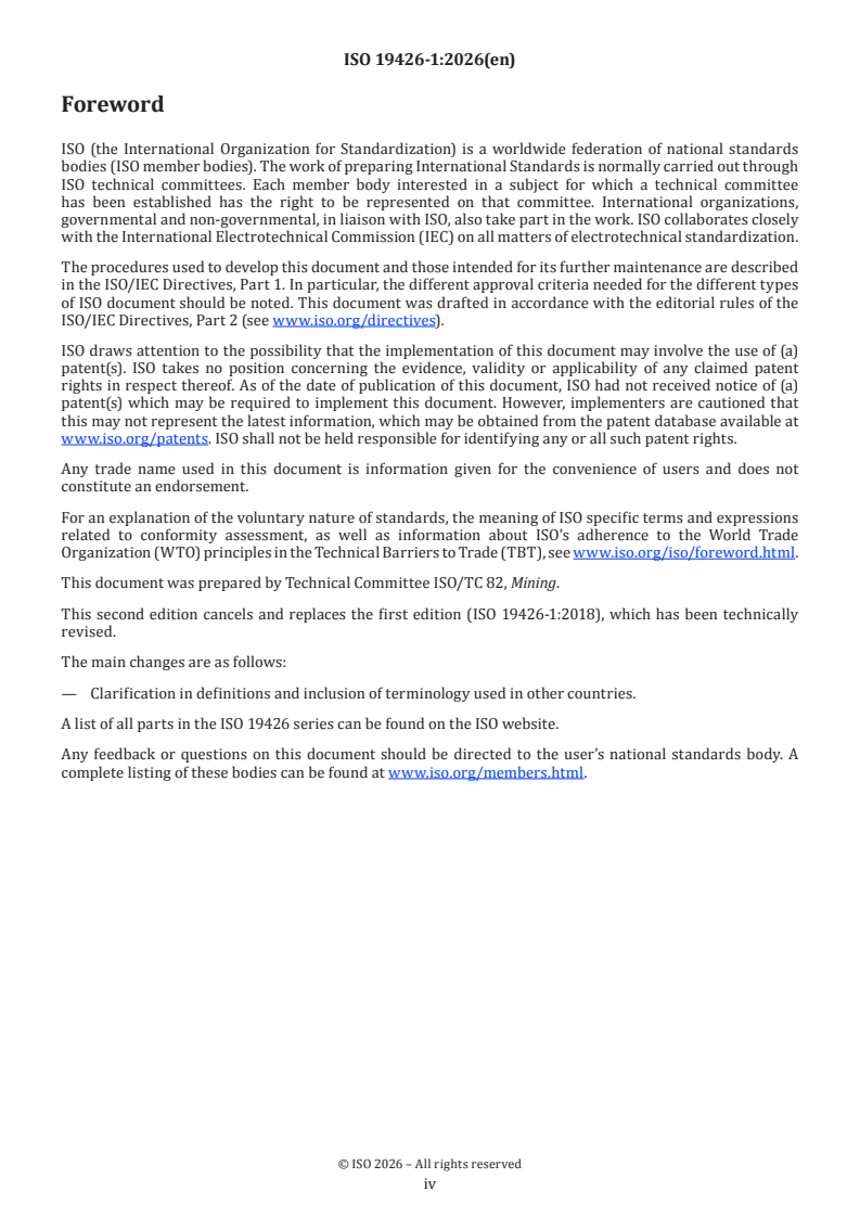 ISO 19426-1:2026 ISO 19426-1:2026 - Structures for mine shafts — Part 1: Vocabulary - Page 4 preview