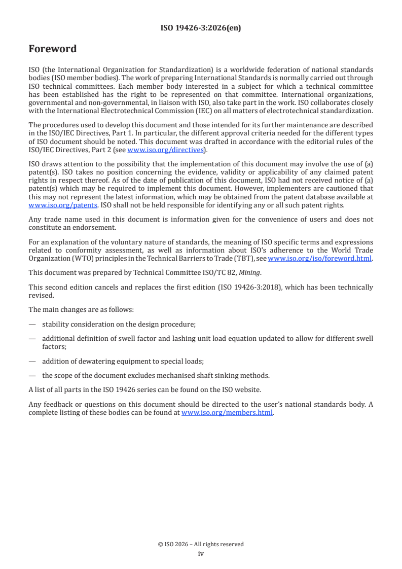 ISO 19426-3:2026 ISO 19426-3:2026 - Structures for mine shafts — Part 3: Sinking stages - Page 4 preview