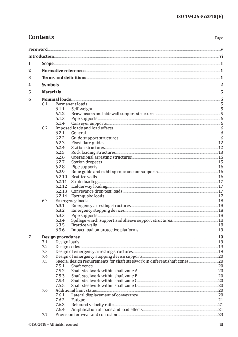 ISO 19426-5:2018 ISO 19426-5:2018 - Structures for mine shafts — Part 5: Shaft system structures/4/2018 - Page 3 preview