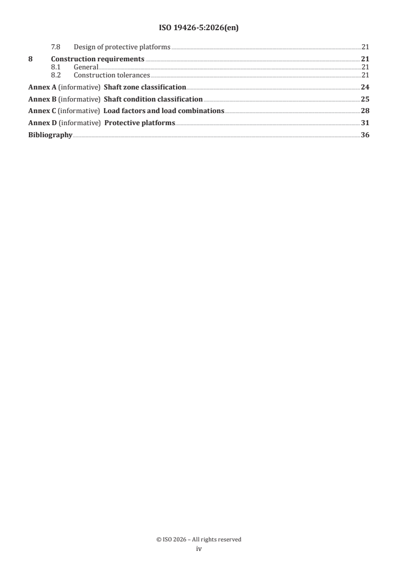 ISO 19426-5:2026 ISO 19426-5:2026 - Structures for mine shafts — Part 5: Shaft system structures - Page 4 preview