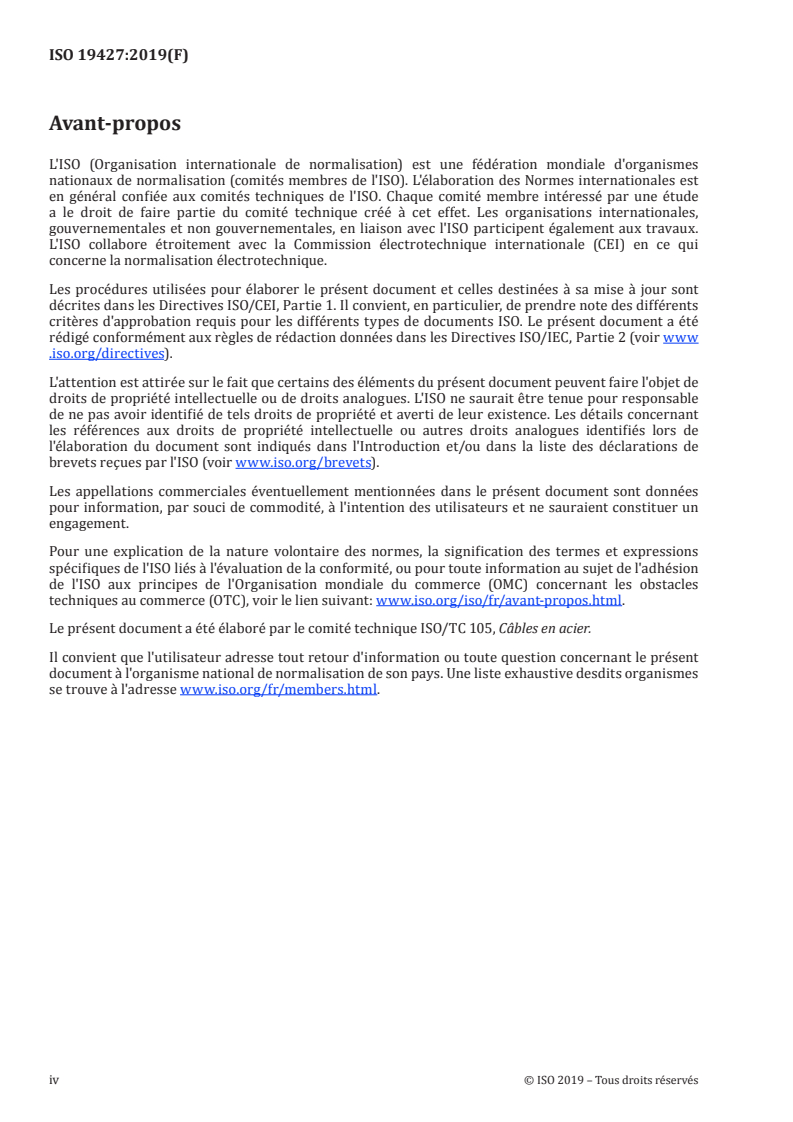 ISO 19427:2019 ISO 19427:2019 - Câbles en acier — Câbles à fils parallèles préfabriqués pour câble porteur de pont suspendu — Spécifications/14/2019 - Page 4 preview